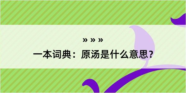 一本词典：原汤是什么意思？