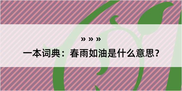 一本词典：春雨如油是什么意思？