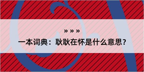 一本词典：耿耿在怀是什么意思？