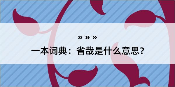 一本词典：省哉是什么意思？