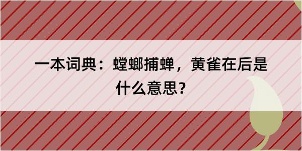 一本词典：螳螂捕蝉，黄雀在后是什么意思？