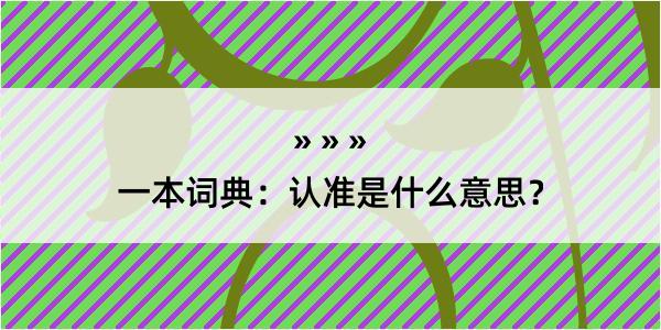 一本词典：认准是什么意思？