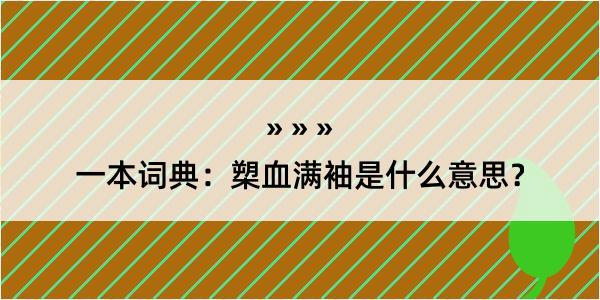 一本词典：槊血满袖是什么意思？