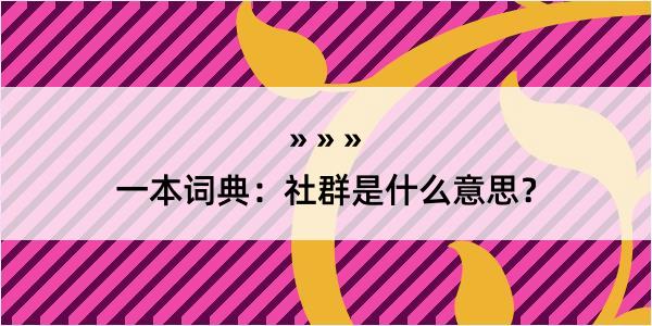 一本词典：社群是什么意思？