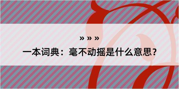 一本词典：毫不动摇是什么意思？