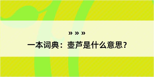 一本词典：壶芦是什么意思？