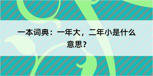 一本词典：一年大，二年小是什么意思？