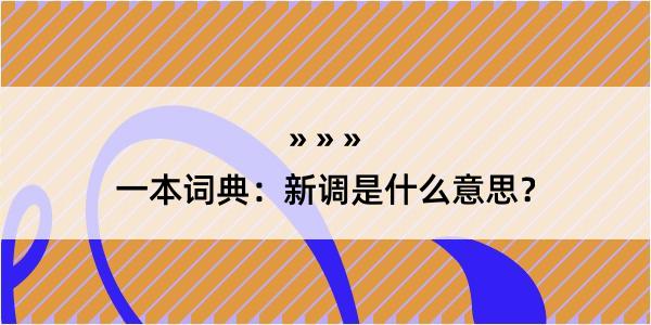 一本词典：新调是什么意思？