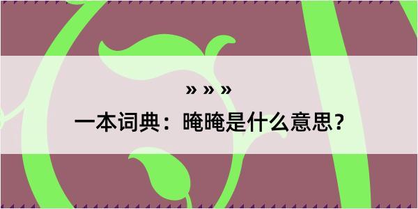 一本词典：晻晻是什么意思？