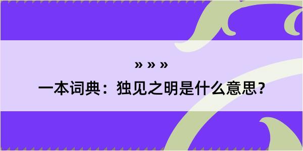 一本词典：独见之明是什么意思？