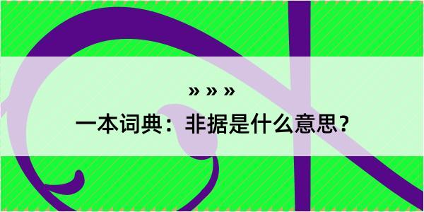 一本词典：非据是什么意思？