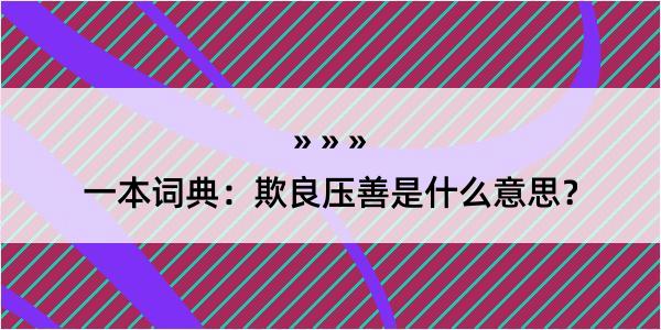 一本词典：欺良压善是什么意思？