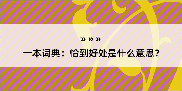 一本词典：恰到好处是什么意思？