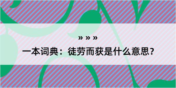 一本词典：徒劳而获是什么意思？