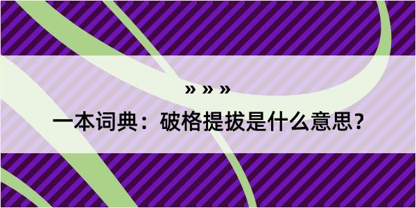 一本词典：破格提拔是什么意思？