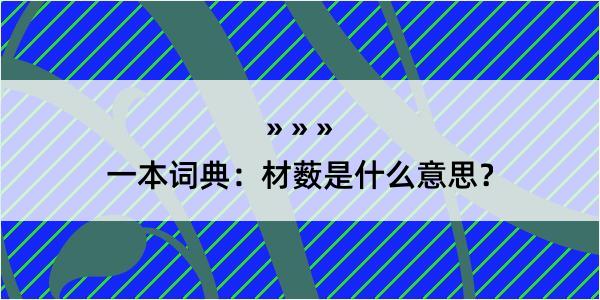 一本词典：材薮是什么意思？