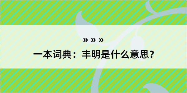 一本词典：丰明是什么意思？