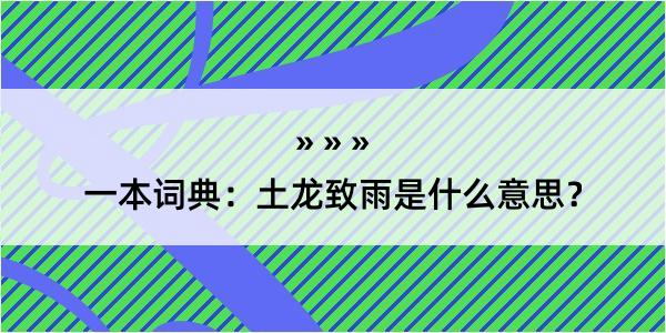 一本词典：土龙致雨是什么意思？