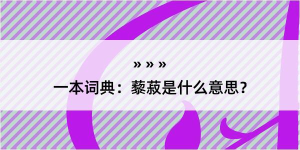 一本词典：藜菽是什么意思？