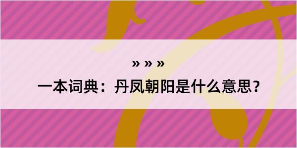 一本词典：丹凤朝阳是什么意思？