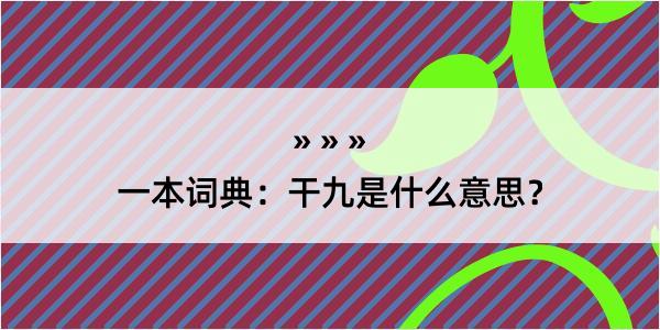 一本词典：干九是什么意思？