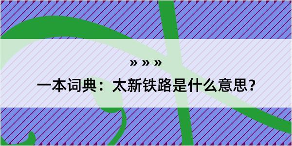 一本词典：太新铁路是什么意思？