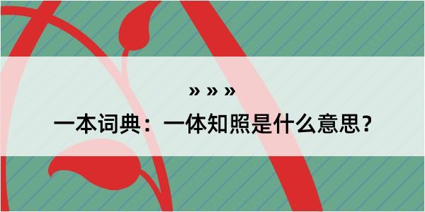 一本词典：一体知照是什么意思？