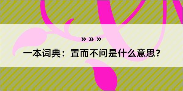 一本词典：置而不问是什么意思？