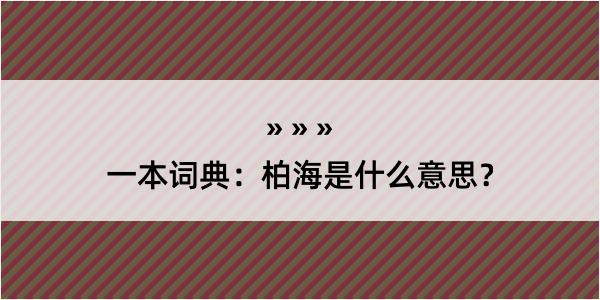 一本词典：柏海是什么意思？