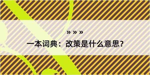 一本词典：改策是什么意思？