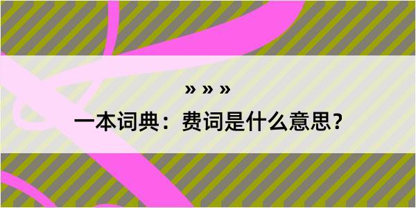 一本词典：费词是什么意思？