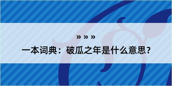 一本词典：破瓜之年是什么意思？