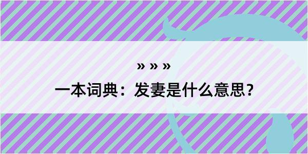 一本词典：发妻是什么意思？