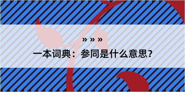 一本词典：参同是什么意思？