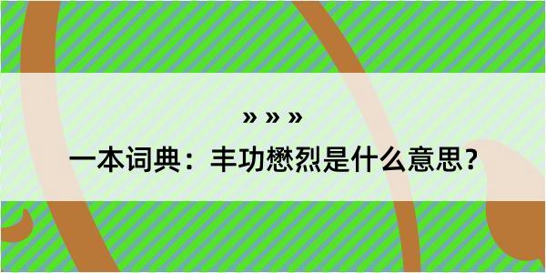 一本词典：丰功懋烈是什么意思？