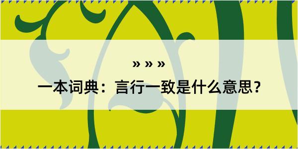 一本词典：言行一致是什么意思？