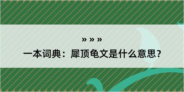 一本词典：犀顶龟文是什么意思？