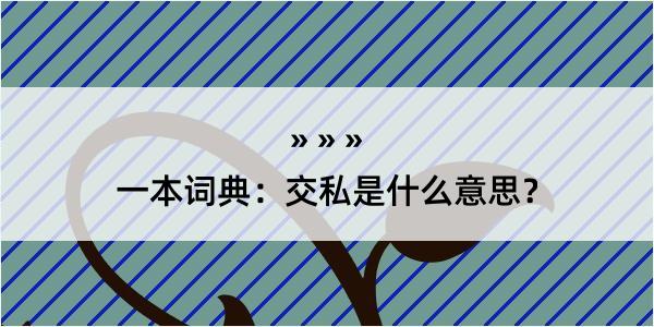 一本词典：交私是什么意思？