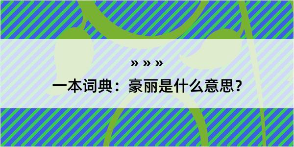 一本词典：豪丽是什么意思？