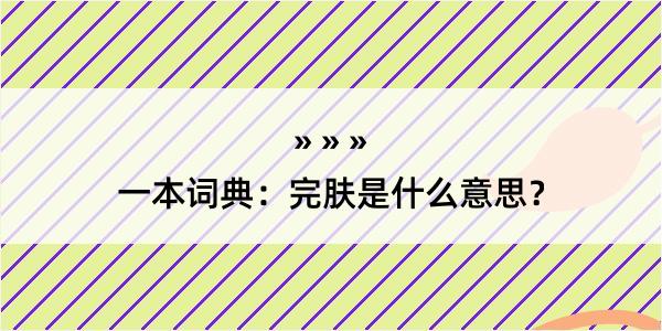 一本词典：完肤是什么意思？