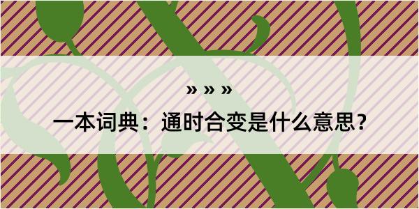 一本词典：通时合变是什么意思？