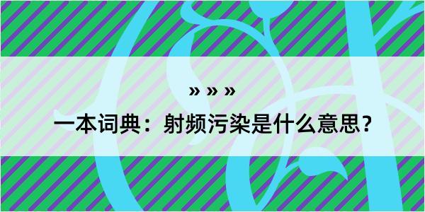 一本词典：射频污染是什么意思？