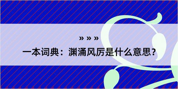 一本词典：渊涌风厉是什么意思？