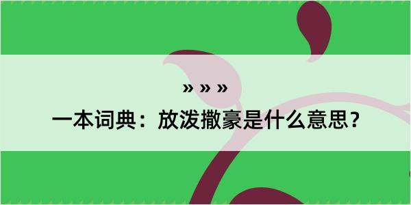 一本词典：放泼撒豪是什么意思？