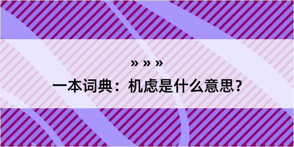 一本词典：机虑是什么意思？