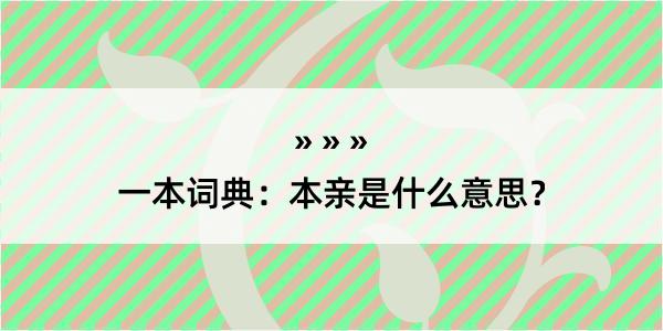 一本词典：本亲是什么意思？