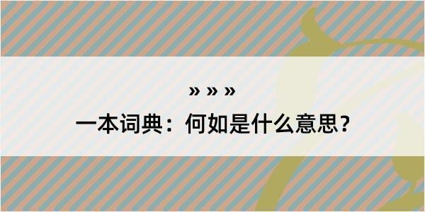 一本词典：何如是什么意思？