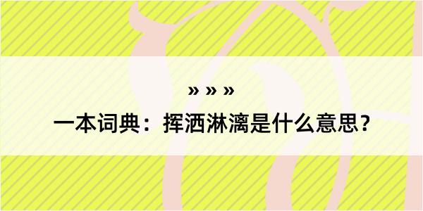 一本词典：挥洒淋漓是什么意思？