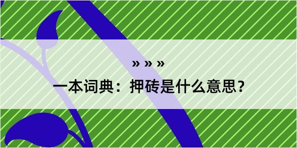 一本词典：押砖是什么意思？