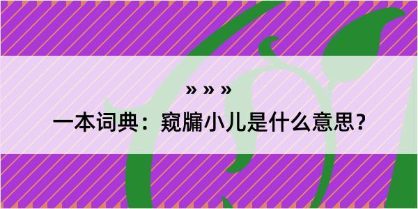 一本词典：窥牖小儿是什么意思？